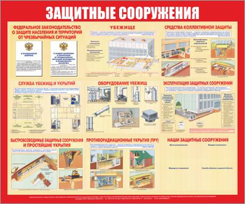 С58 защитные сооружения (1200х1000 мм, пластик ПВХ 3 мм, алюминиевый багет серебреного цвета) - Стенды - Стенды по гражданской обороне и чрезвычайным ситуациям - магазин "Охрана труда и Техника безопасности"